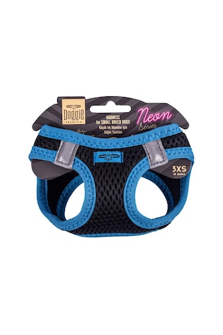 Doggie Havalı Dokuma Neon Serisi Küçük Irk Göğüs Tasması Mavi 3XS Mavi