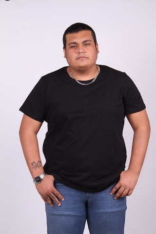 Ekis Collection Büyük Beden Sıfır Yaka T-Şhirt Siyah
