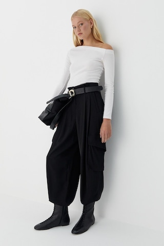 Dökümlü Kargo Pantolon Siyah Siyah