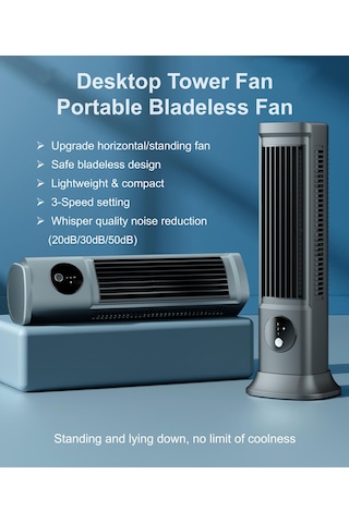 Jialan Yatak Odası Için 10'' Kule Vantilatör, 3 Hızlı Kanatsız