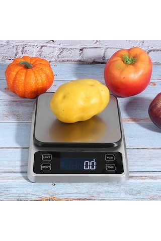 Ulzyvf Jms Paslanmaz Çelik Dijital Mutfak Terazisi 50cm 2kg Yüklenekli Gümüş