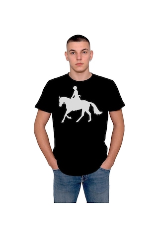 Binicilik At Silüet Yarış Jokey Tişört Unisex T-shirt 001
