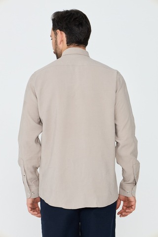 White Stone Krem Rengi Dynamic Fit Uzun Kollu Erkek Gömlek