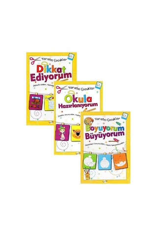 Yaratıcı Çocuklar Okula Hazırlanıyorum Boyuyorum Büyüyorum Ve Dikkat Ediyorum 3lü Set