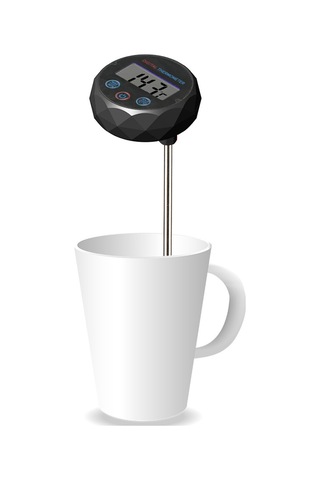 Padalink Siyah Gümüş Çelik Plastik Kahve Termometresi, Dikiş Pil Dahil, Hediye Kutusu İle, 15.5cm, 70g Siyah