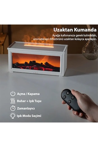 Ezere A4 Şömine Esintili Aromaterapi Difüzörü Ultrasonik Hava Nemlendici- 5775 Siyah Orkide