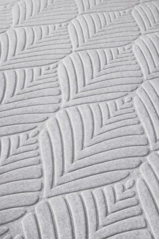 Raschel Carpet Yaprak Desenli Premium Seri Özel Kaymaz Taban Banyo Paspası 2'li Set 50x60 Ve 60x100 Gümüş