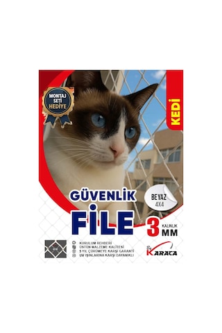 Kedi Balkon Güvenlik Filesi 2.5x14 Metre 3mm İp Kalınlığı 4x4 Gözenekli