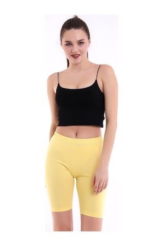 Self Clothing Kadın Sarı Penye Kumaş Yüksek Bel Kısa Tayt Slf1295
