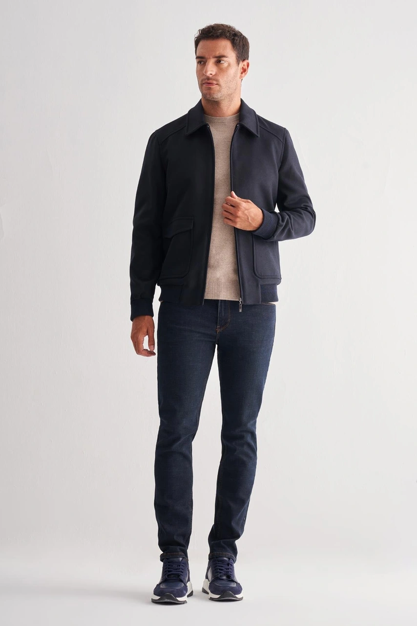 İmza Koyu Lacivert Gömlek Yaka Casual Slim Fit Esnek Mont 1007255122 Koyu Lacivert