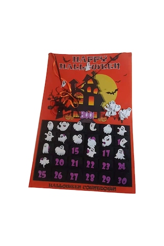 Cadılar Bayramı Advent Takvimi Çıkarılabilir Geri Sayım Takvimi Keçe Takvimi Cadılar Bayramı Asılı