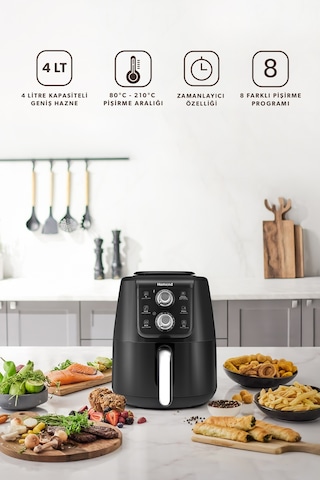 Homend Airfryday 2509H Siyah Silver Çelik Hazneli 4 Lt