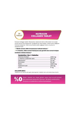 Collagen Gold Quality Tablet Hidrolize Kolajen, C Vitamini, Hyaluronik Asit, Biotin, Çinko Ve Resveratrol İçeren Cilt, Saç Ve Tırnak Takviyesi 30 Tablet 2 Paketi