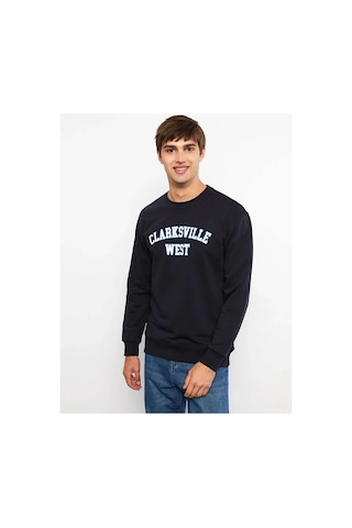 LC Waikiki Lcw Casual Lacivert Bisiklet Yaka Uzun Kollu Baskılı Erkek Sweatshirt