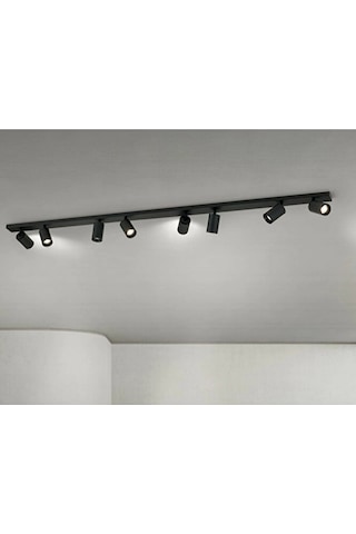 Modern Siyah Metal 150 Cm Gu10 Led Spot Avize Sekizli 8 Lihareket