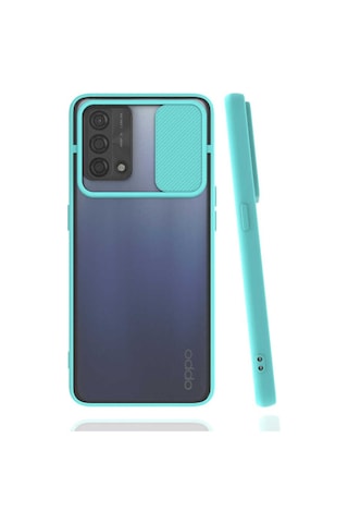 Noktaks - Oppo A74 4g Uyumlu - Kılıf Slayt Sürgülü Arkası Buzlu Lensi Kapak - Pembe Açık