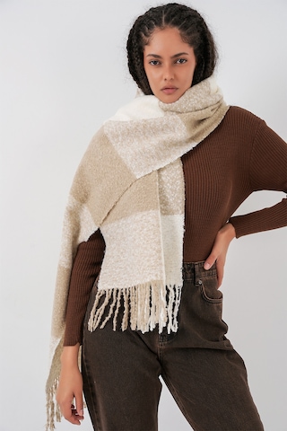 Kadın Yumuşak Dokulu Kalın Şal Atkı 15951 - Vizon Vizon