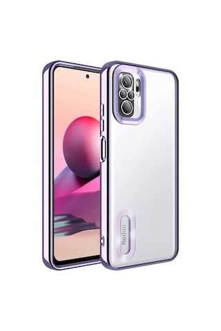 Xiaomi Redmi Note 10s Kılıf Kamera Korumalı Logo Gösteren Zore Omega Kapak Lila