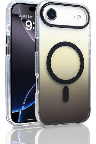 Apple Uyumlu iPhone 17 Air Kılıf M-safe Şarj Özellikli Transparan Renk Geçişli Zore Toros Kapak Siyah