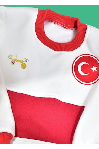 Papatya Silver 925 Ayar Gümüş Pembe Ayaklı Maşallah Bebek İğnesi + Türkiye Armalı Bebek Eşofmanı Altın