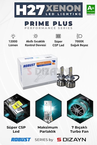 S-dizayn Prime Plus H27 Led Xenon / 45w / 12000 Lm / 7000k A+ Kalite