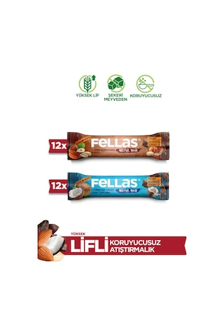 Meyve Bar 40 G Süper İkili Kutu - 24 Adet Karışık Kuruyemişli X 12 + Hindistan Cevizli X 12