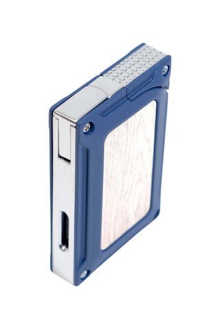 Caseti Tek Torch Pürmüz Lacivert Ahşap Desenli Metal Puro Çakmağı