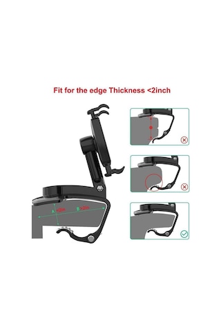 Soulader 3 - 7 İnç Arası Tüm Akıllı Telefonlara Uyumlu, Araç İçin 360 Derece Dönebilen Ve Açı Ayarlanabilir Universal Telefon Tutucu Siyah