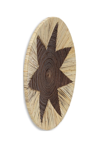 Meander Bambu Afrikan El Yapımı Yıldız Duvar Tabağı Dekoru 40cm 8
