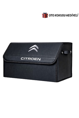 Citroen Marka Logolu Oto Bagaj Organizer Çanta Oto Bagaj Çantası 2 Bölmeli Suni Deri Boyutlar : 48 Cm X 31 Cm X 29 Cm