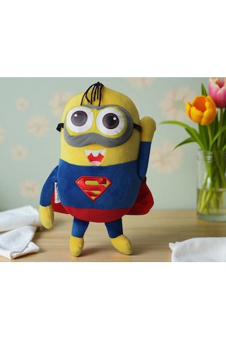 Despicable Me Minions Çılgın Hırsızlar Superman Versiyon Peluş Oyuncak Uyku & Oyun Arkadaşı 30 Cm. Kırmızı