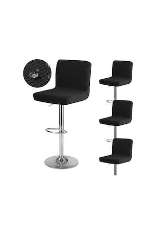 Yaozixa 4 Adet Sulu Dayanıklı Genişleyici Koltuk Kılıfı, Yemekhane/barkürası İçin Kare Döner Sandalye Kılıfı, Siyah 30-46 Cm Arka Yükseklik Siyah