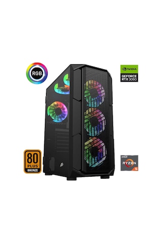 Xaser XSR611 R5-5600 32 GB 512 GB M.2 NVMe SSD 12 GB RTX3060 27" Free Dos Masaüstü Oyuncu Bilgisayarı