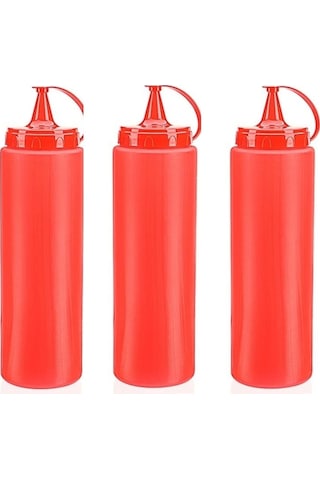 Ketçap Şişesi - 1000ml Dev Boy Kırmızı 3 Adet 1247956
