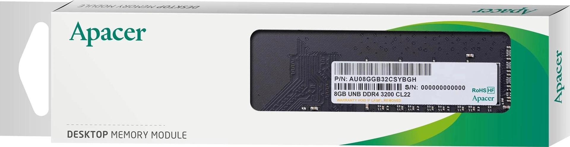 Apacer 8 Gb 1x8gb 3200mhz Cl22 Ddr4 Ram Au08ggb32csybgh Pc Bellek