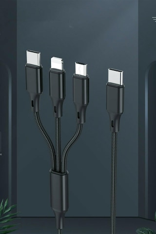 Şarj Data Kablosu 3In1 Lightning + Type-C + Micro Usb To Usb 2.0