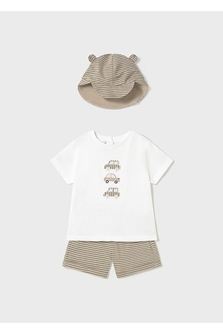 Mayoral 1651 Erkek Bebek Sapkalı T-shırt Şort Set Çok Renkli
