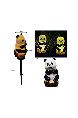 Gajeena Panda Şekilli Güneş Enerjili Led Bahçe Işığı - Su Geçirmez, Akıllı Işık Kontrolü, Toprak Takma Tasarımı, Islak Sarı Işık