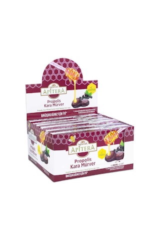 Apitera Doğal Bal, Kara Mürver, Zerdeçal, C Vitamini Ve Propolis İçeren Takviye Edici 96 Lı Boğaz Pastili