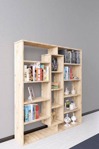 Kiola 14 Bölmeli Dekoratif Açık Tasarım Kitaplık Modern Kitap... Atlantik Çam