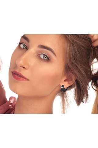 Hdmarketim 316 L Siyah Halka Çelik Küpe 5 MM Siyah