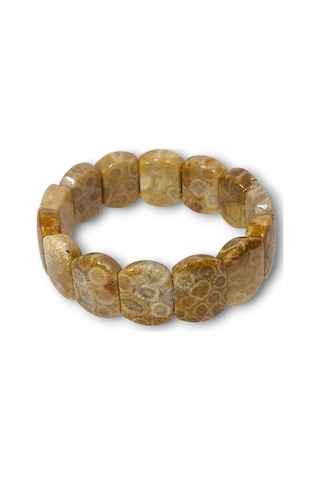 Pozitif Doğal Taş Fosil Mercan Bileklik Doğal Desenli 107-3 Çok Renkli