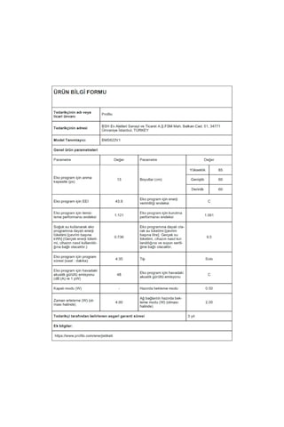 Profilo BMS622V1 6 Programlı 13 Kişilik Bulaşık Makinesi