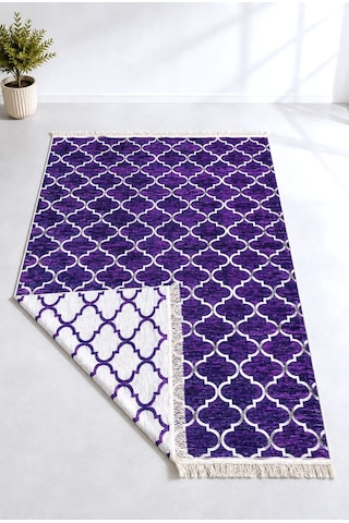 Kilim Paspas Çok Amaçlı Halı Makinede Yıkanabilir Toz Yapmaz Mor