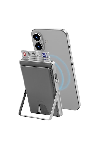 Wiwu Mw-006 Tasarımlı 6 Hazneli Pu Magnetik Standlı Kartlık Gri Gri