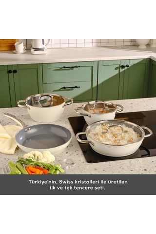 X Refika Birgül Swiss Crystal Metal Kulplu 7 Parça Tencere Seti Diğer