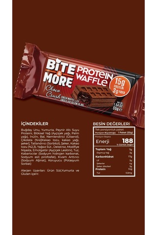 Bite&more Protein Waffle 55 Gram X 1 Adet Çikolata