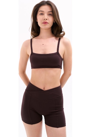 Normal People Ada - Spor Bra / Şeftali Dokulu Peach Skin Kumaş Kahve