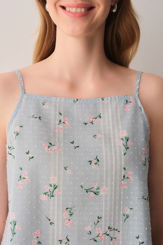 Suwen Pretty Pamuklu Atlet Şort Pijama Takımı Sh26536667956 Mavi