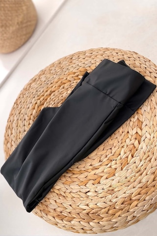 Mine Tan Butik Yüksek Bel Toparlayıcı Etkili Kadın Deri Tayt - Siyah